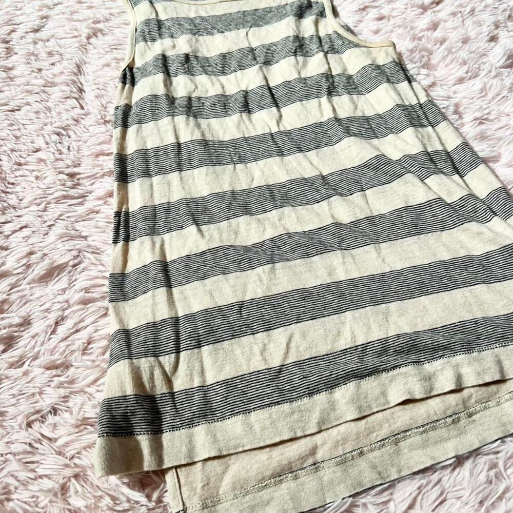 Madewell Women's Stripe Linen Earthy Hippie High Neck Sleeveless Tank Top XXS - Picture 2 of 4